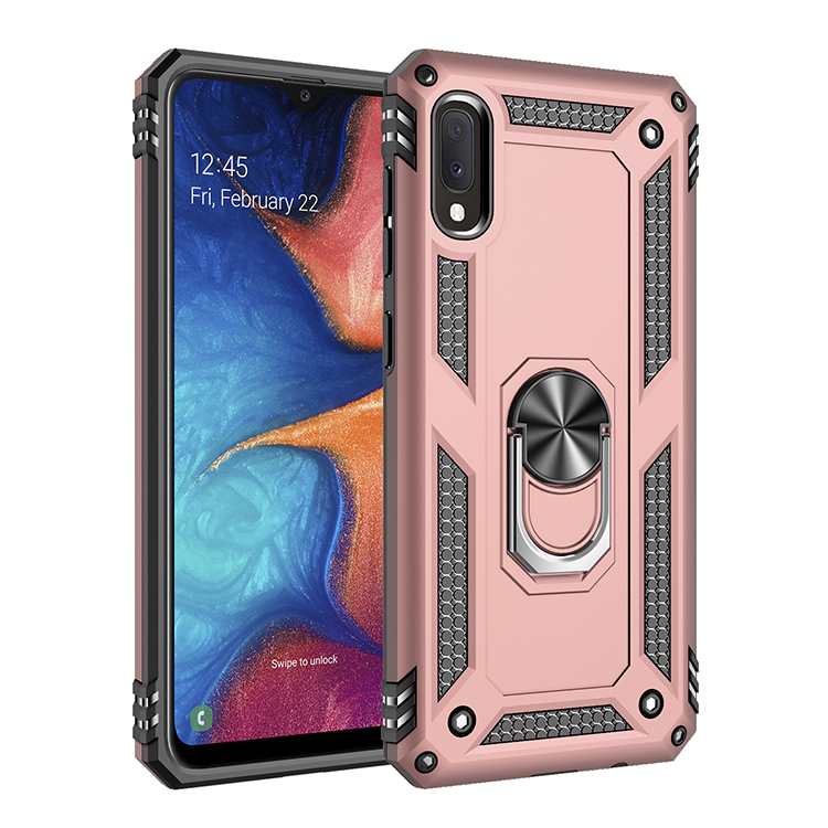 Samsung Galaxy A10e Tech Armor RING Grip Case with Metal Plate (Rose Gold)